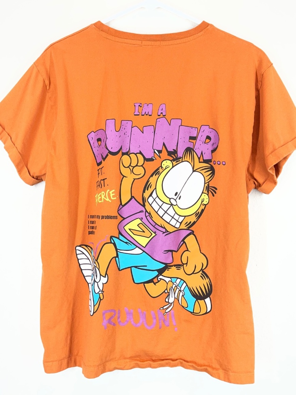 Bewakoof Garfield Graphic T Shirt Unisex Burnt Orange Short Sleeve Crew Neck - Picture 5 of 10